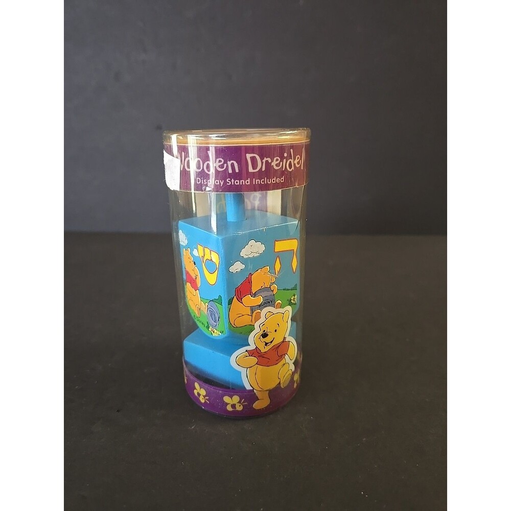 Rare Disney Winnie The Pooh Wooden Hanukkah Dreidel, Chanukah, Blue Tigger Kanga